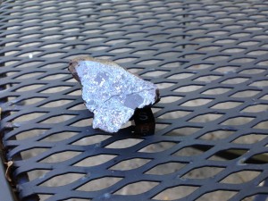 Vaca Muerta is classified as a Mesosiderite-A1 with a mass of 3.83 tons and found in 1861.  Icaught the sunlight just right in the photo and the blue sky reflection is evident.